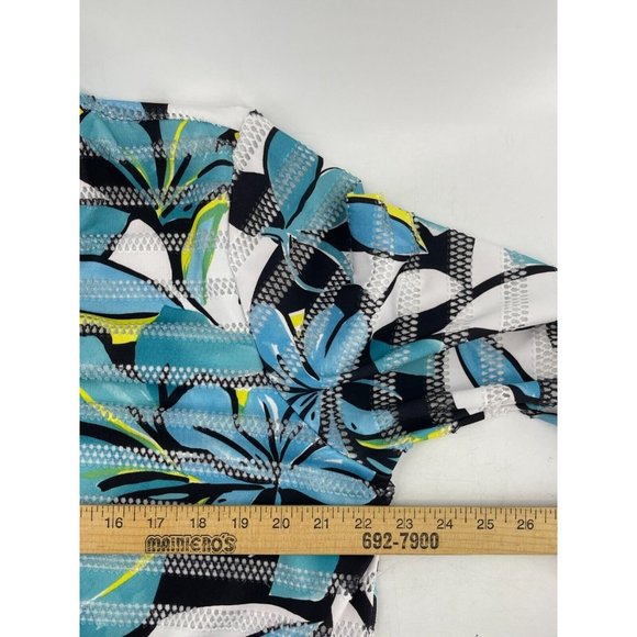 Alfred Dunner Blue Yellow Floral Print Full Zip Sweatshirt Jacket Size 14 - Picture 11 of 13